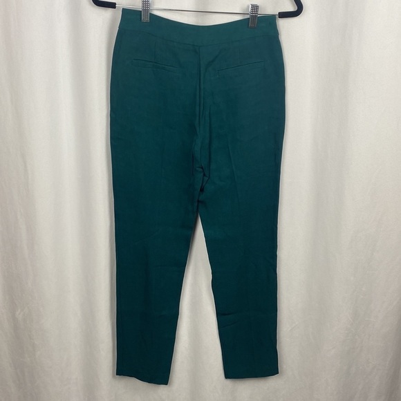 Anthropologie See U Soon Dark Tourquoise Green Tapered Linen Trouser Dress Pants - Picture 12 of 16